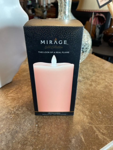 Mirage Large Coral Color Smooth Pilar Candle