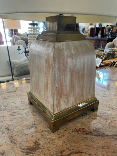 Wood and Brass Table Lamp