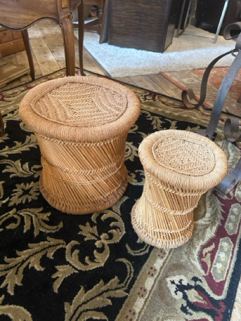 Set of Stacking Wicker Accent Table