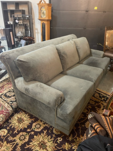 King Hickory Grey Velvet Sofa