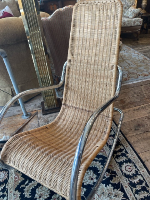 Vintage Wicker and Chrome Rocker