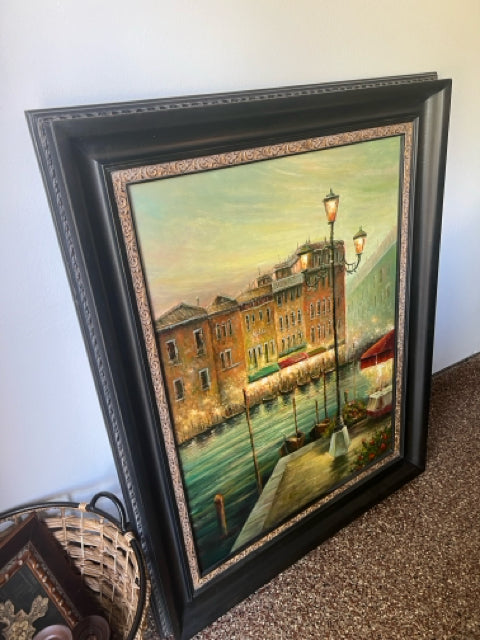 Framed Oil Italian Scene Artwork