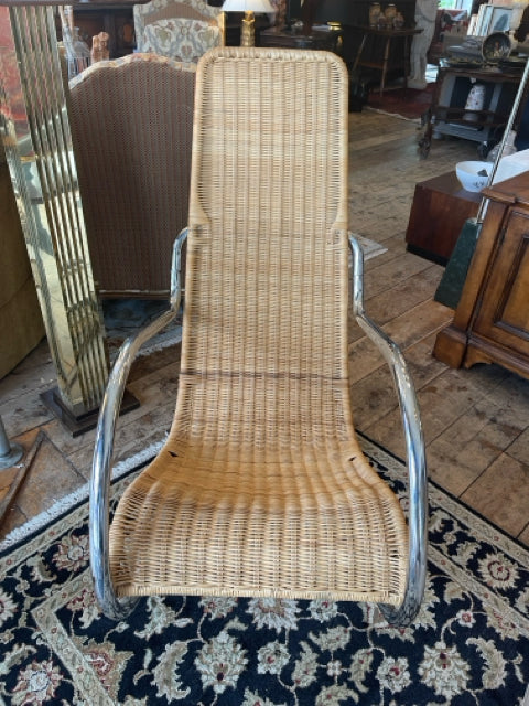 Vintage Wicker and Chrome Rocker