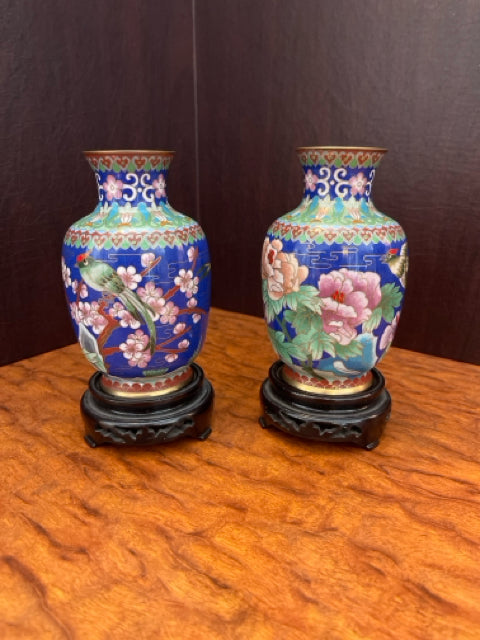 Set of 2 Cloisonne Vases