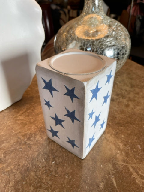 Blue/White Star Medium Candleholder