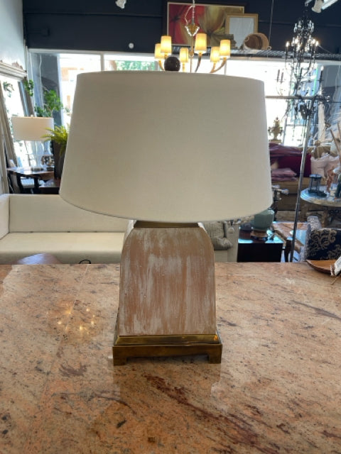 Wood and Brass Table Lamp