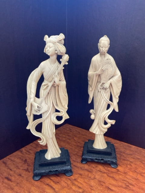 Carved Oriental Statue Set