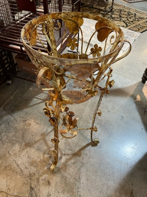 Metal Plant Stand with Roses and Leaves