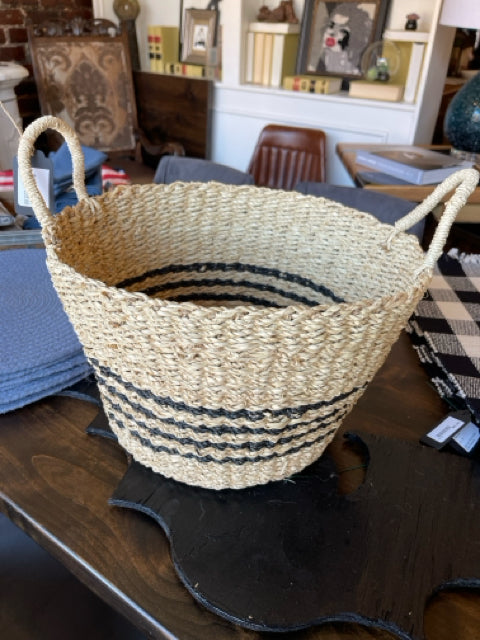 Woven Basket with Black Stripe Small