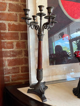 French Inspired Brass and Wood Candleabras