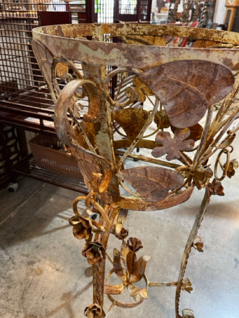 Metal Plant Stand with Roses and Leaves