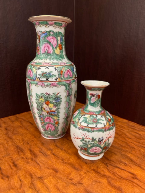 Set of 2 China Rose Vases