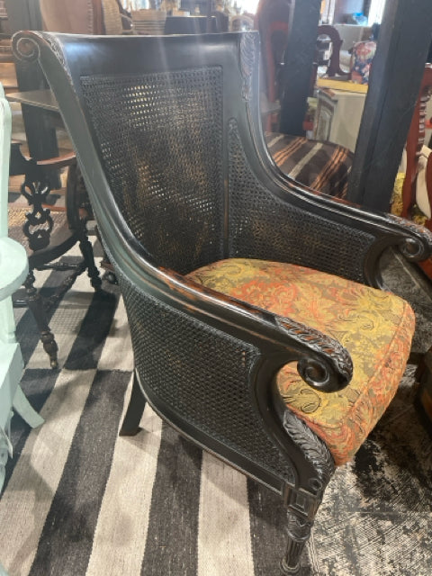 Black Double Cain Arm Chair