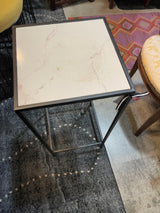 Faux Marble Top Outdoor End Table