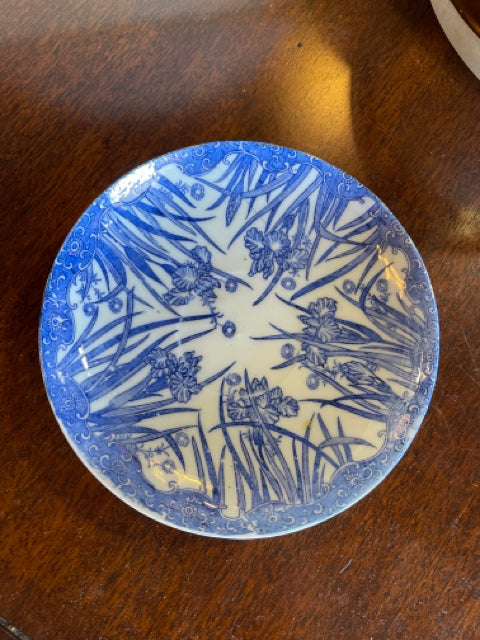 Blue and White Floral Design Plate