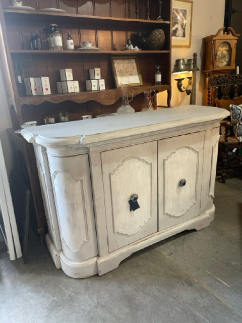 White Washed Buffet with Cabinets and Drawers