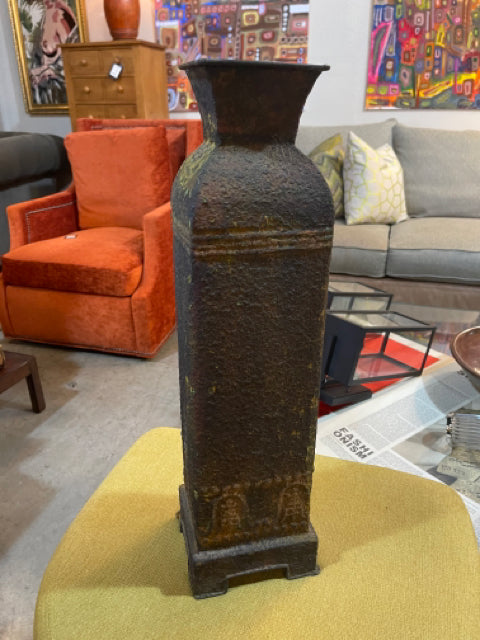 Distressed Metal Tall Vase