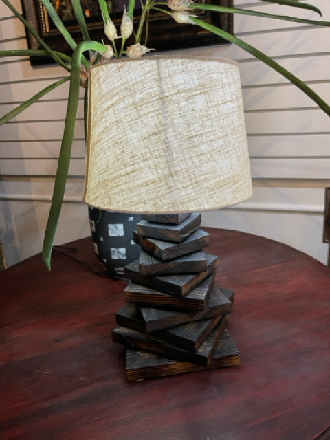 Stacked Wood Table Lamp