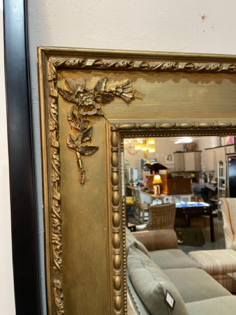 Gold Framed Floral Accent Mirror