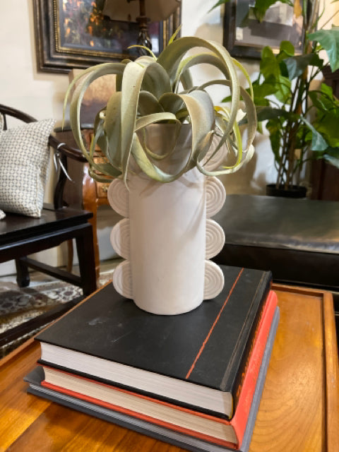 Grey vase with rainbow style side detail