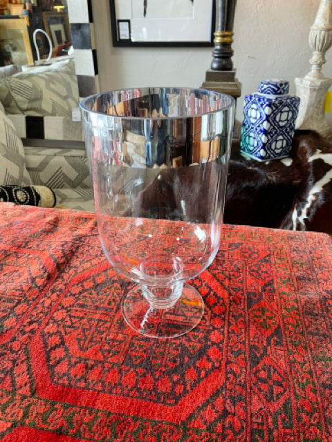 Glass Footed Vase with Silver Detail Large