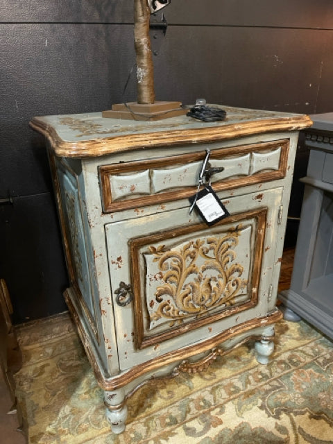 Gold and Blue Painted Nightstand