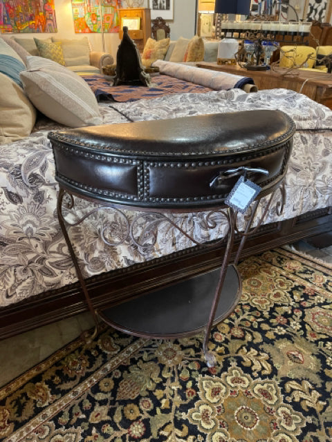 Faux Leather Demi Lune Table