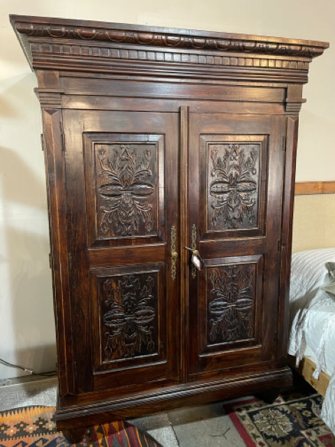 Old World Style Carved 2 door Carved Wood Armoire