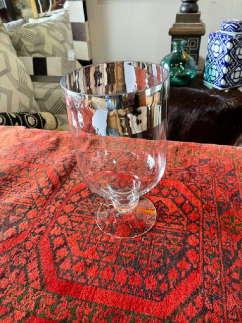 Glass Vase with Silver Detail Small
