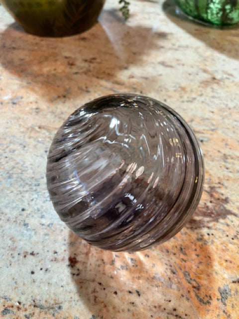 Lavender Twisted Blown Glass Ball