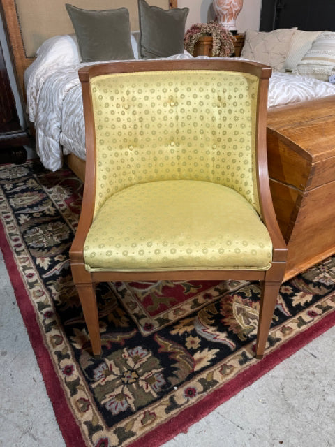 Wood Framed Yellow Upholstered Chair