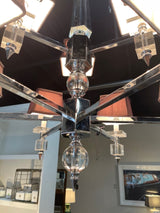 9 Light Crystal and Chrome Chandelier