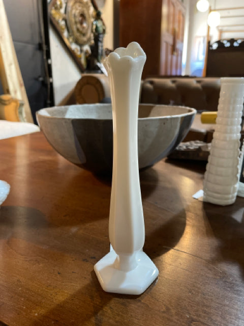 white glass bud vase