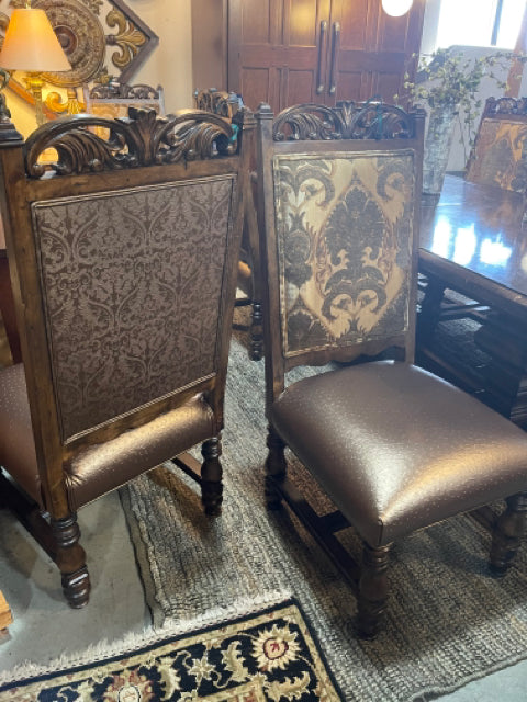 Custom Dining Chairs with Ostrich Embossed Leather Seat