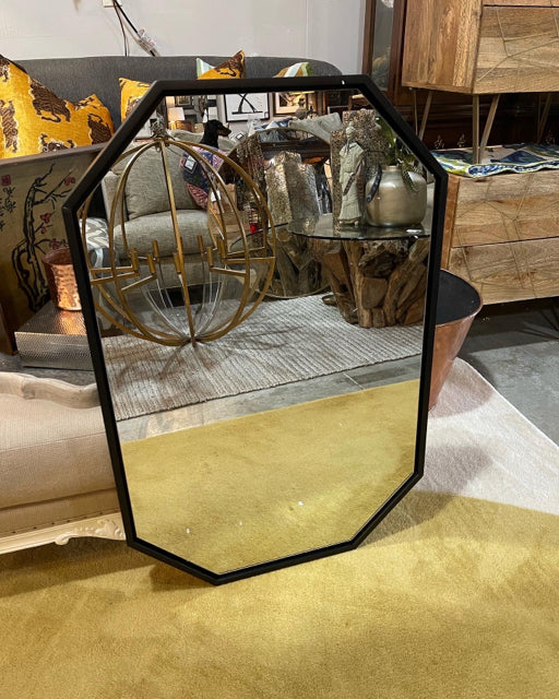 Black Framed Geometric Mirror