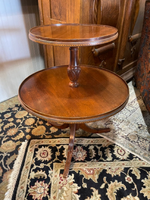 Two Tier Round Wood Table