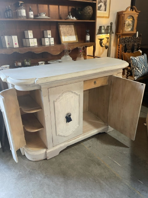 White Washed Buffet with Cabinets and Drawers