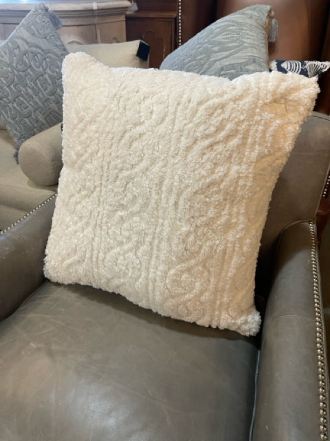 White Cable Knit Teddy Pillow