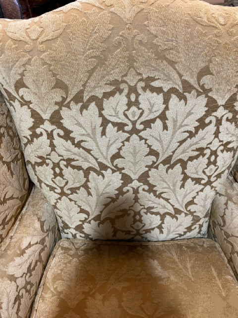 Gold Damask Wingback Chair